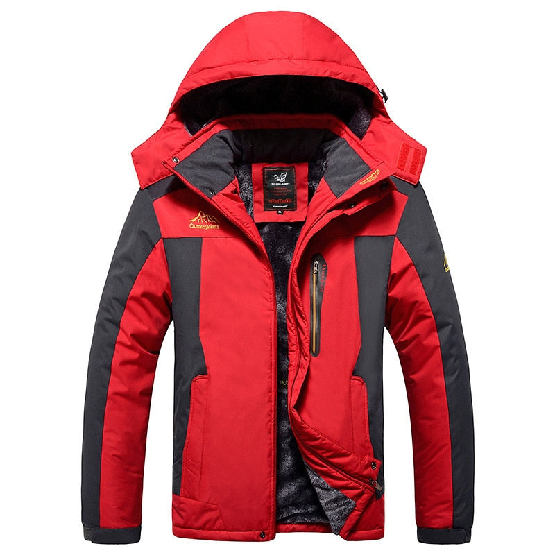 Winter Parka Plus Velvet Men Hooded Windbreaker Casual Jackets Coats Detachable hat L-6XL