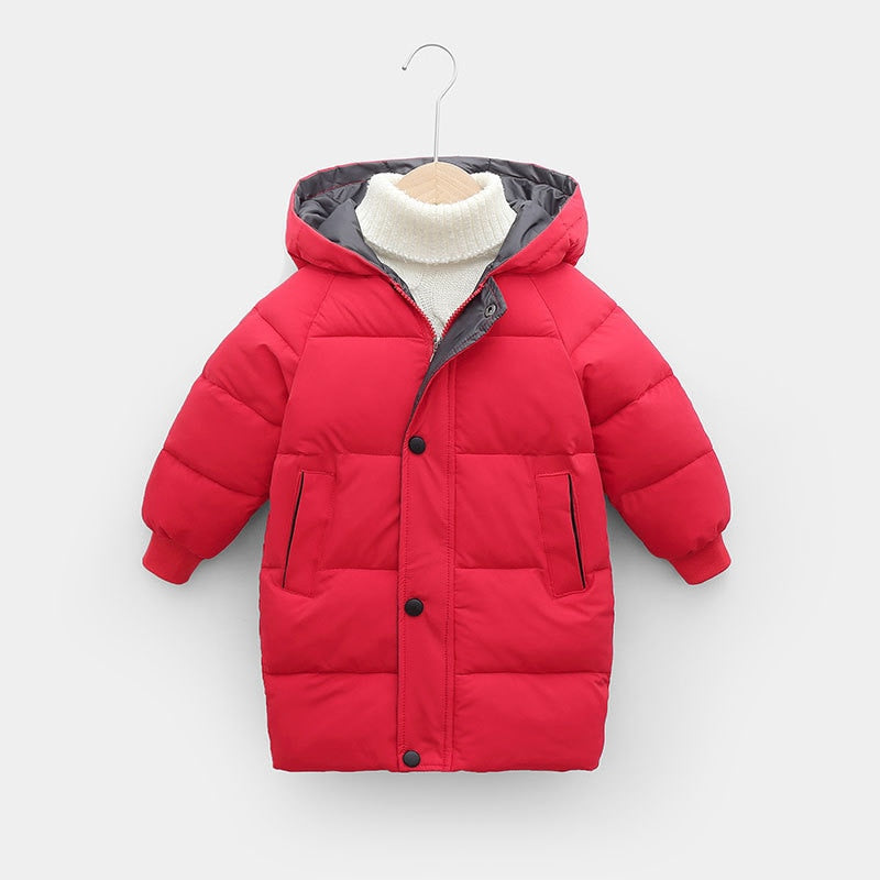 Children's Down Coat Winter Teenage Baby Boys Girls Cotton-padded Parka & Coats Long Jackets Toddler Kids Outerwear