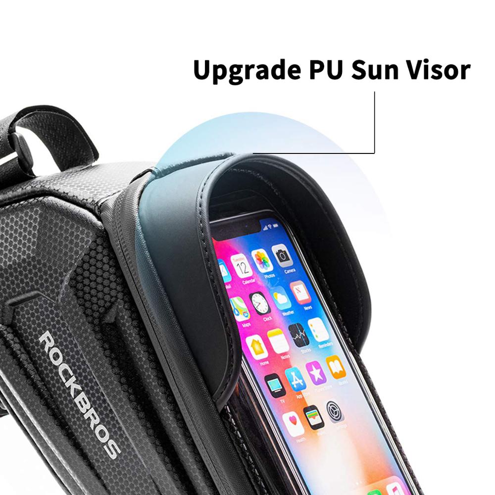 ROCKBROS Bicycle Bag Waterproof Touch Screen Cycling Bag Top Front Tube Frame MTB Road Bike Bag 6.5 Phone Case Bike Accessories