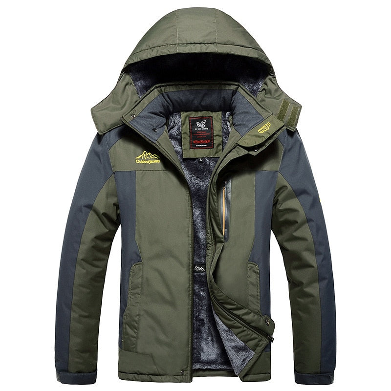 Winter Parka Plus Velvet Men Hooded Windbreaker Casual Jackets Coats Detachable hat L-6XL