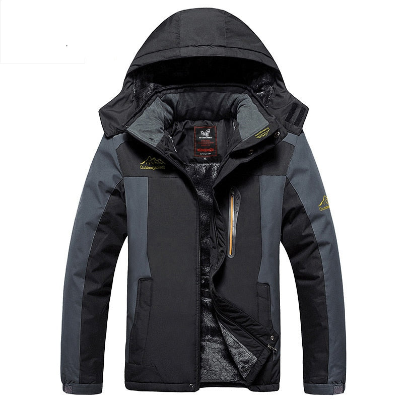 Winter Parka Plus Velvet Men Hooded Windbreaker Casual Jackets Coats Detachable hat L-6XL