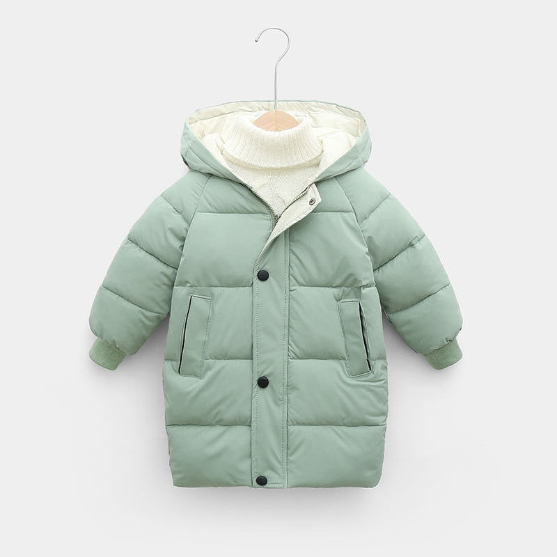 Children's Down Coat Winter Teenage Baby Boys Girls Cotton-padded Parka & Coats Long Jackets Toddler Kids Outerwear