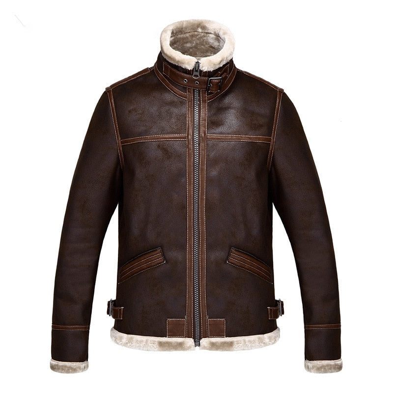 PU Faur Jacket Long-sleeve Winter Outerwear Men Boy leather jacket