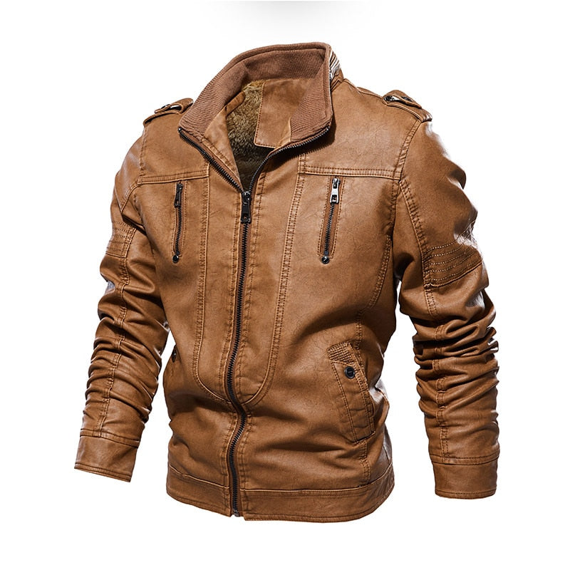 2023 Mens Motorcycle European Windbreaker Genuine Leather Jacket