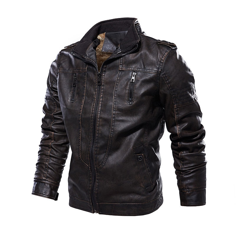 2023 Mens Motorcycle European Windbreaker Genuine Leather Jacket