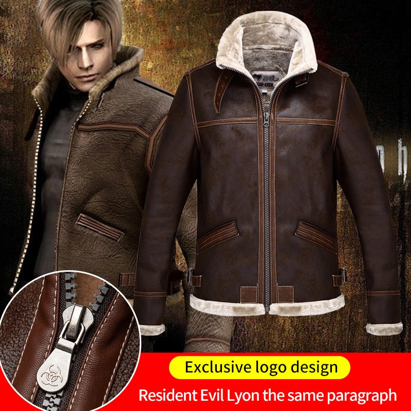 PU Faur Jacket Long-sleeve Winter Outerwear Men Boy leather jacket