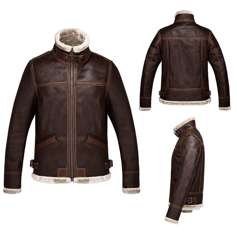 PU Faur Jacket Long-sleeve Winter Outerwear Men Boy leather jacket